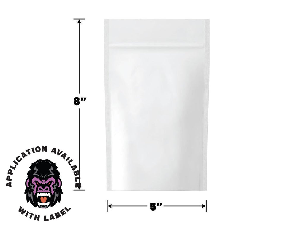 1/8 Ounce 4 X 5 Matte White & Gloss Clear Mylar Bags - (1000 qty.)