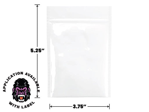 1 Gram Gloss Silver & Clear Designer Custom Mylar Bags + Labels 100