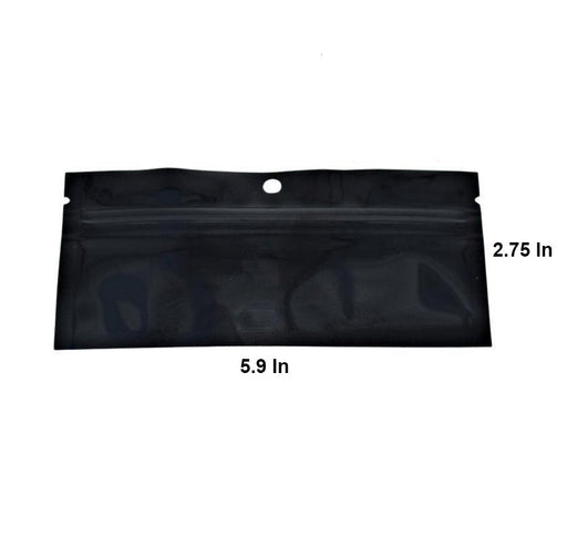 Mylar Bag Pouch 6" x 2.71" Black/Black Opaque Preroll (Various Counts)-MYLAR SMELL PROOF BAGS