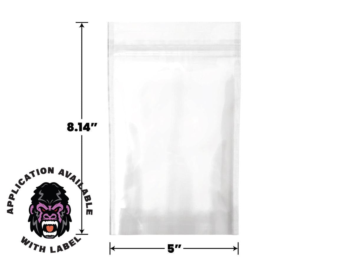 1/8 Ounce 4 X 5 Matte White & Gloss Clear Mylar Bags - (1000 qty.)