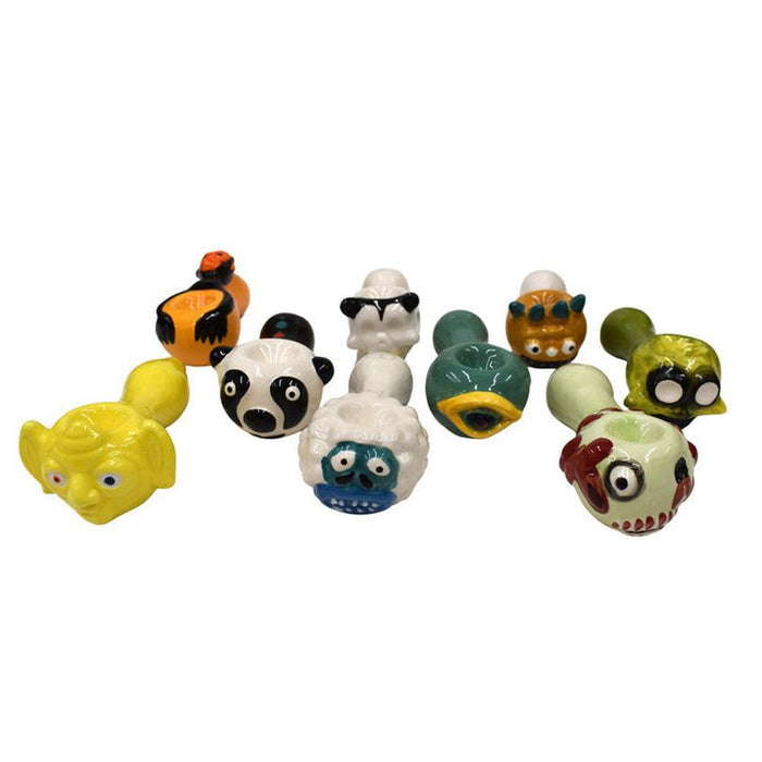 Novelty Ceramic Pipe - Assorted Designs, Animals, Characters (1 Count)-Hand Pipes, Rigs, & Bubblers