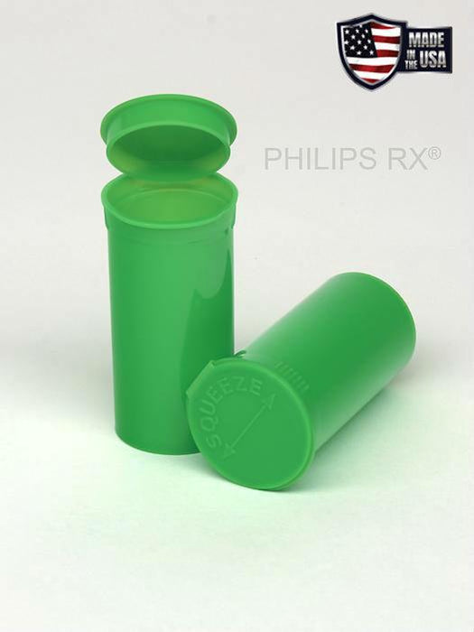 Philips RX 13 Dram Pop Top Vial - 1 Gram - Child Resistant - Lime Green - Opaque Green (315 Count)-Pop Top Vials