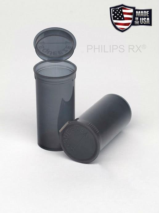 Philips RX 13 Dram Pop Top Vial - 1 Gram - Child Resistant - Smoke Black - Translucent (315 Count)-Pop Top Vials