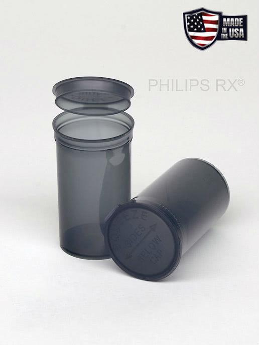 Philips RX 19 Dram Pop Top Vial - 1/8 Oz - Child Resistant - Smoke Black - Translucent (225 Count)-Pop Top Vials