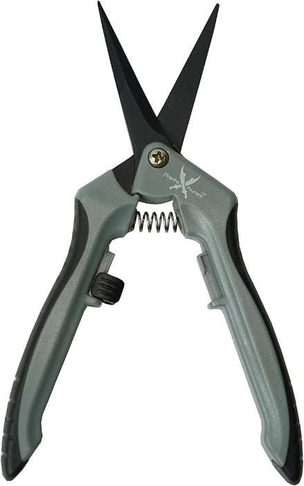 Piranha Pruner Trimming Scissors - Grey Handle & Straight Black Fluorine Blade - (1 Count)-Hydroponics