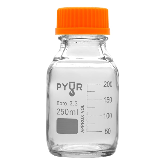 Pyur 250ml Glass Concentrate Beaker Reagent Media Storage Bottle GL45 Screw Cap - (1 Count)-Glass Jars