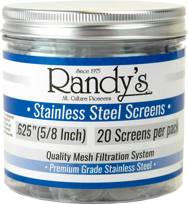 Randy's .625" Stainless Steel Screen Jar - Available In Stainless Steel OR Brass - (36 Packs Per Display)-Hand Pipes, Rigs, & Bubblers