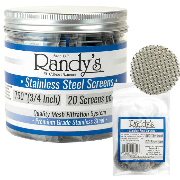 Randy's .750" Stainless Steel Screen Jar - Available In Stainless Steel Screen OR Brass - (36 Packs Per Display)-Hand Pipes, Rigs, & Bubblers