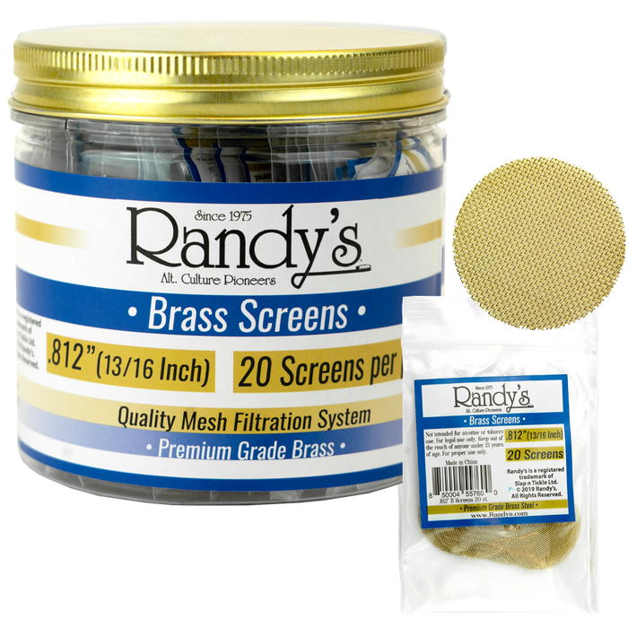 Randy's .812" Screen Jar - Available In Stainless Steel Screen OR Brass - (36 Packs Per Display)-Hand Pipes, Rigs, & Bubblers