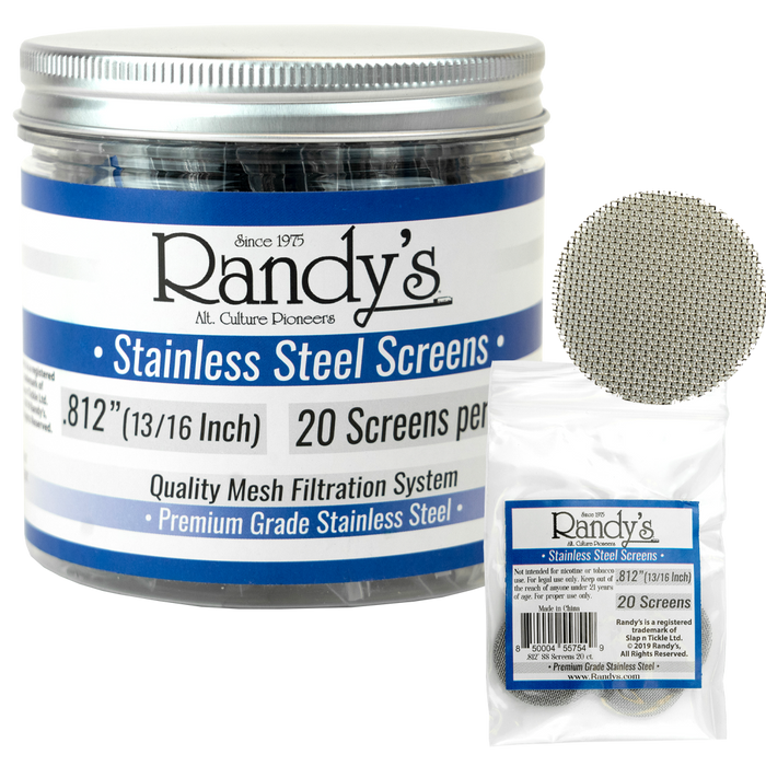 Randy's .812" Screen Jar - Available In Stainless Steel Screen OR Brass - (36 Packs Per Display)-Hand Pipes, Rigs, & Bubblers