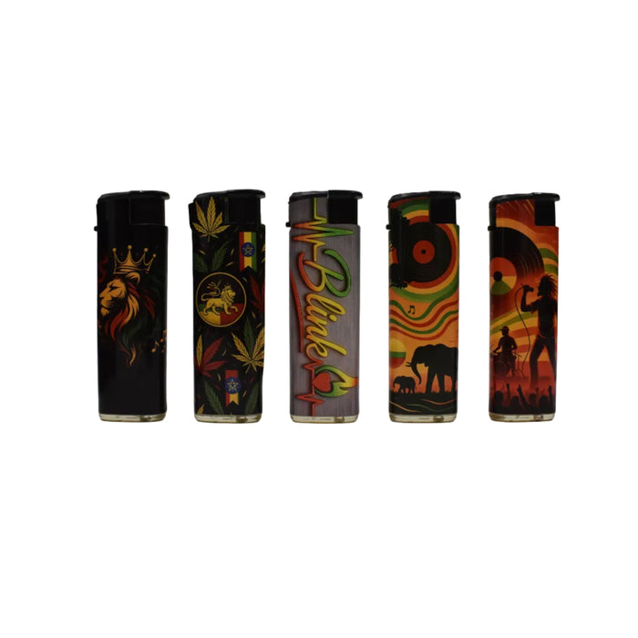 Rasta Blink Windproof Lighters - Refillable - Assorted Rasta Designs - (50 Count Display)-Lighters and Torches-MJ Wholesale