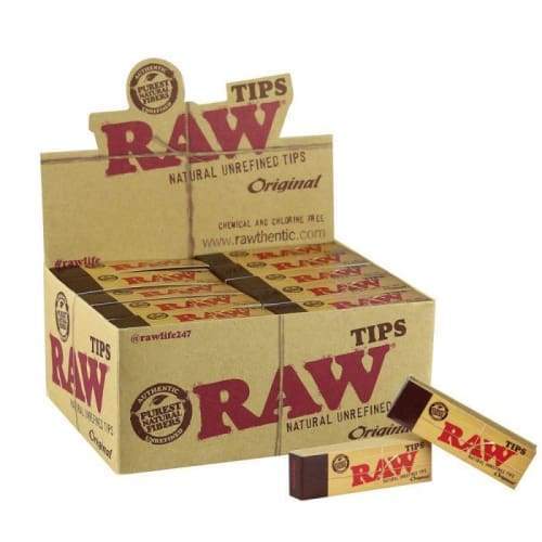 RAW Authentic Chemical And Chlorine Free Roll-up Tips (50 Count Display)-Papers and Cones