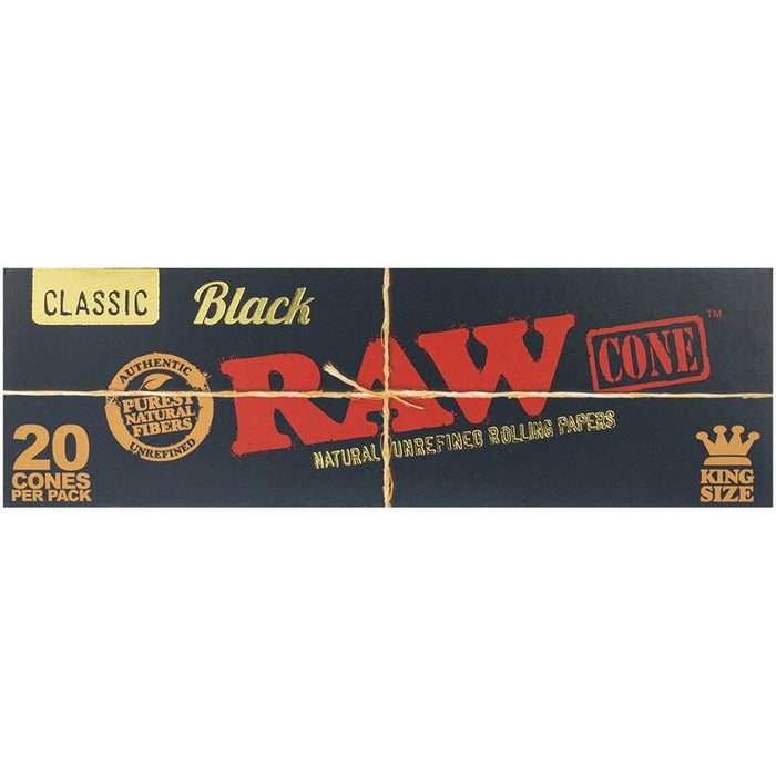 RAW Authentic Classic Black King Size Cones 20 Pack - (12 Count Display)-Papers and Cones