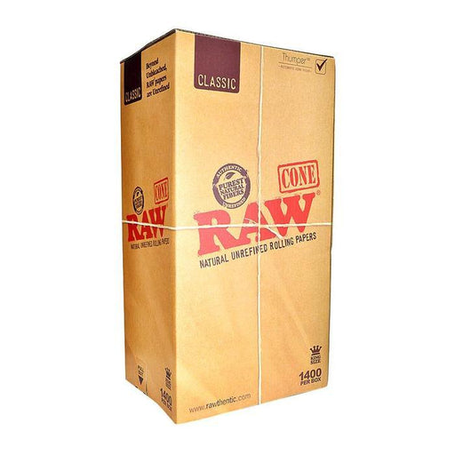 RAW Authentic Classic King Size Bulk 109mm/26mm Cones (1400 Count Bulk Box)-Papers and Cones