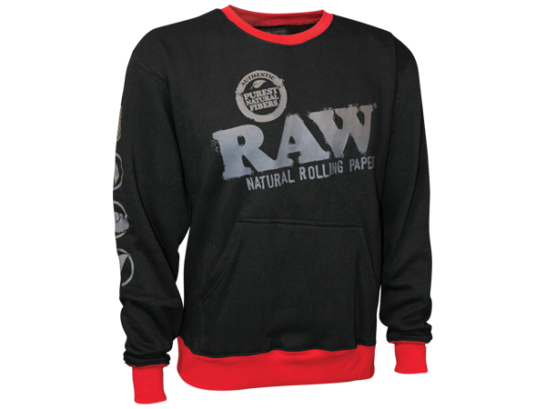 RAW Authentic Crewneck Sweatshirt - Black & Red - Various Sizes - (1 Count or 3 Count)-Novelty, Hats & Clothing