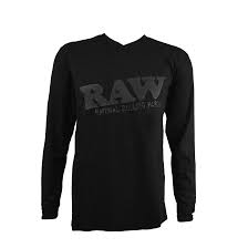 RAW Authentic Long Sleeve Black V-Neck - Black - Various Sizes - (1 Count or 3 Count)-Novelty, Hats & Clothing