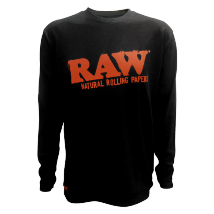 RAW Authentic Long Sleeve Black With Red Logo Crewneck - Various Sizes - (1 Count or 3 Count)-Novelty, Hats & Clothing