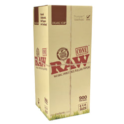 RAW Authentic Organic Bulk Cones 1 1/4" 84mm - (900 Count Bulk Cones Box)-Papers and Cones