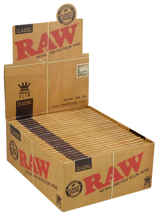 RAW Authentic Rolling Papers King Size Slim Classic (50 Count)-Papers and Cones