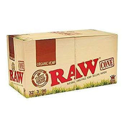 RAW Authentic Rolling Papers Organic Cones King Size - 3 Cones Per Pack - (32 Count Display)-Papers and Cones