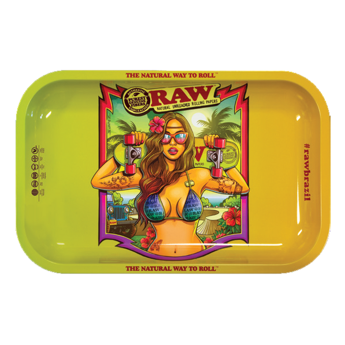 RAW Brazil Girl Metal Rolling Tray - Small - (1 Count)-Rolling Trays and Accessories