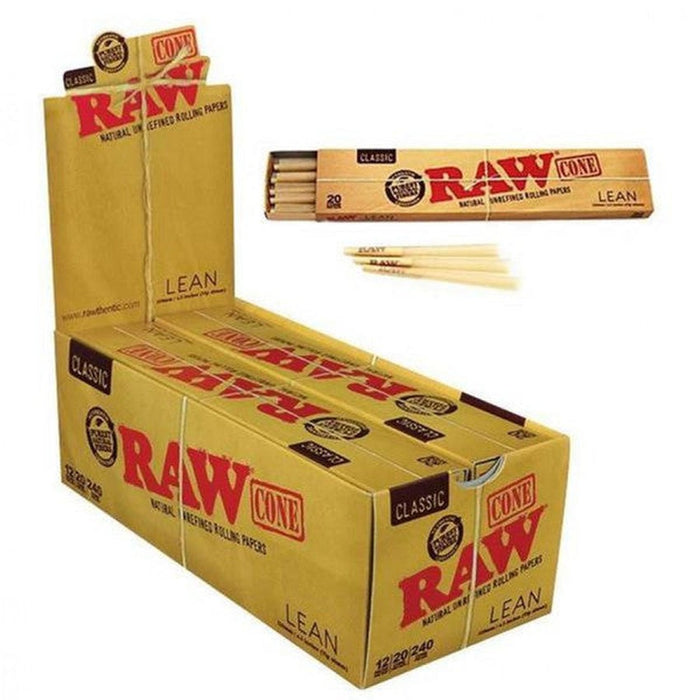 RAW Classic Cones Lean - 20 Per Pack - 12 Packs Per Display - (1 Display)-Papers and Cones