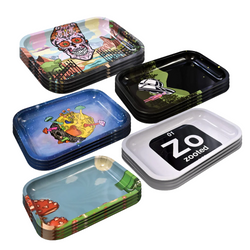 Rolling Tray Variety Pack Metal Tray w/ Magnetic Lid - 5 Designs - (20 Count)-Rolling Trays and Accessories-MJ Wholesale