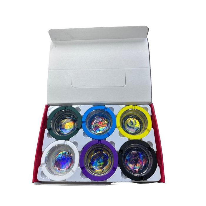 Silicone Glass Ashtray 100mm - Various Color and Design Per Display - (6 Count Display)-Rolling Trays and Accessories