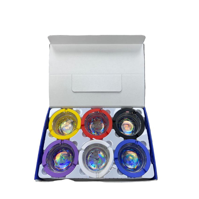 Silicone Glass Ashtray 100mm - Various Color and Design Per Display - (6 Count Display)-Rolling Trays and Accessories