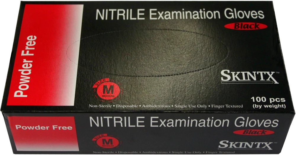 Skintx Powder Free Black Nitrile Gloves - (1, 5, or 10 Boxes)-Processing and Handling Supplies