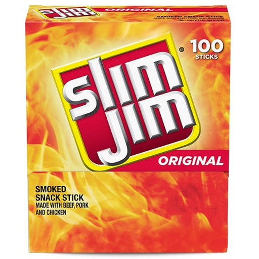 Slim Jim Original Beef Sticks - (100 Count Display)-Exotic Snacks