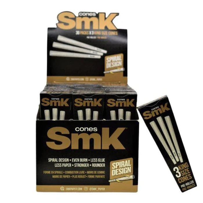 SMK King Size Spiral Design Cones - 3 Cones Per Pack - (30 Count Display)-Cones