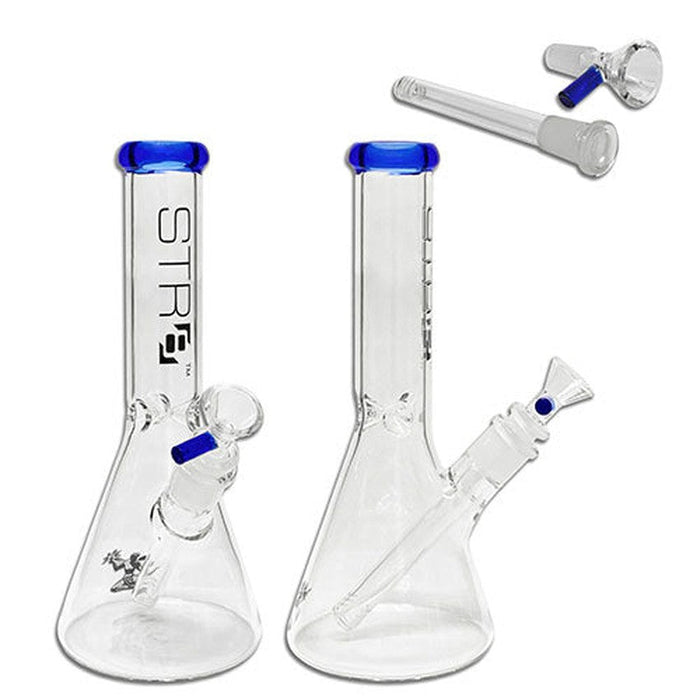 STR8 10" Water Bubbler Beaker W/ Ice Catcher - Various Colors - (1 Count)-Hand Pipes, Rigs, & Bubblers