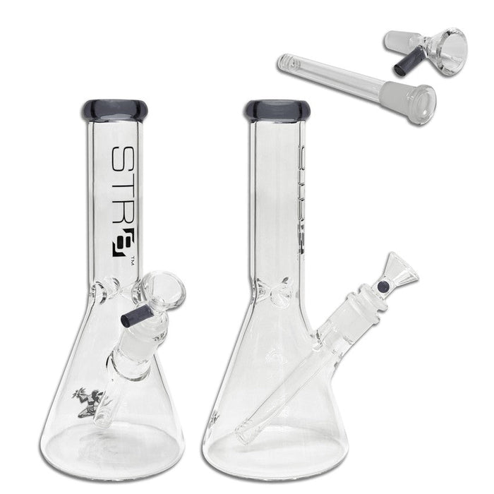 STR8 12" Water Bubbler Beaker W/ Ice Catcher - Various Colors - (1 Count)-Hand Pipes, Rigs, & Bubblers