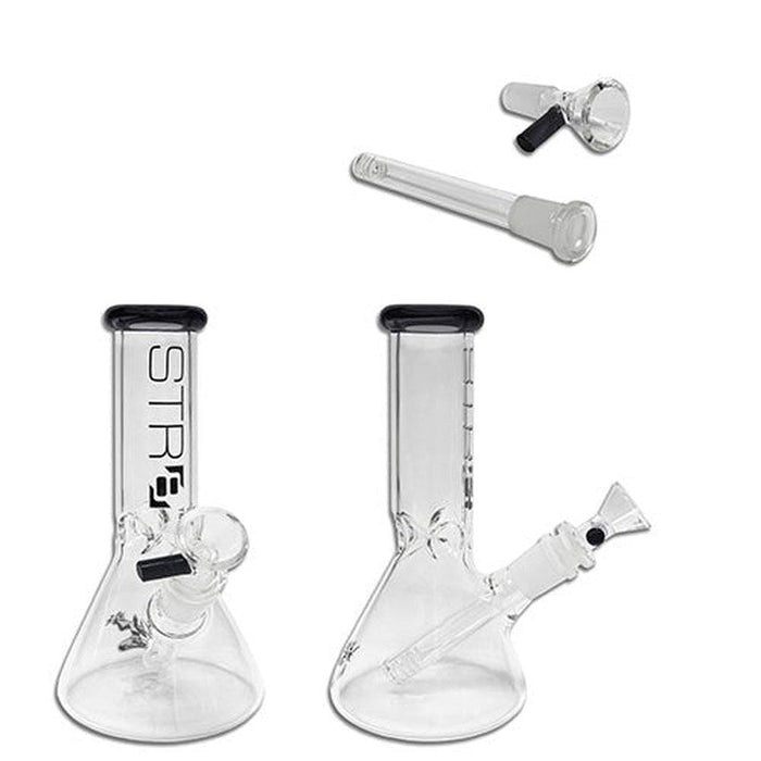 STR8 8" Water Bubbler Beaker W/ Ice Catcher - Various Colors - (1 Count)-Hand Pipes, Rigs, & Bubblers