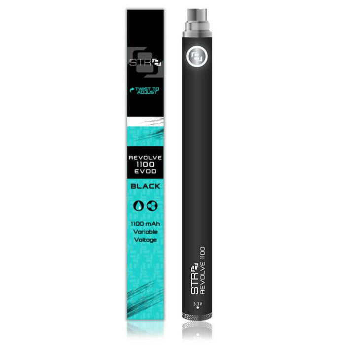 STR8 Revolve 510 Thread 1100 mAh Evod Batteries - Black - (1 or 5 Count)-Vaporizers, E-Cigs, and Batteries