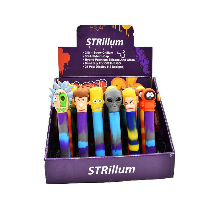 STRillum 2-in-1 Straw-Chillum - Designs May Vary - (24 Count Display)-Hand Glass, Rigs, & Bubblers