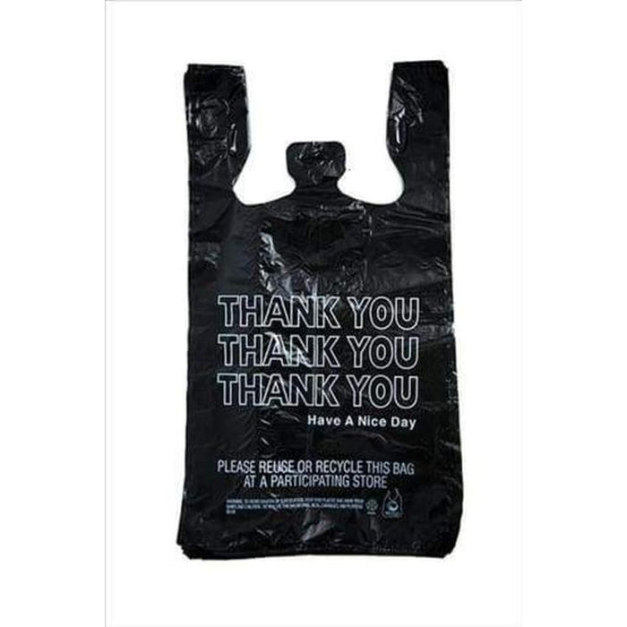 T-Shirt Carry Out Bags - Thank You Bags - Black - (1,000 Count)-Pharmacy Bags & Exit Bags