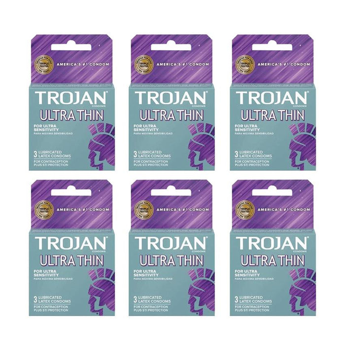 Trojan Gray Ultra Thin 3PK Lubricated Condoms - (6 Count)-Condom