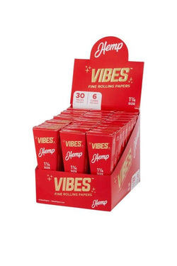 Vibes Hemp Cones 1 ¼ - (30 Packs Per Box - 6 Cones Per Pack)-Papers and Cones