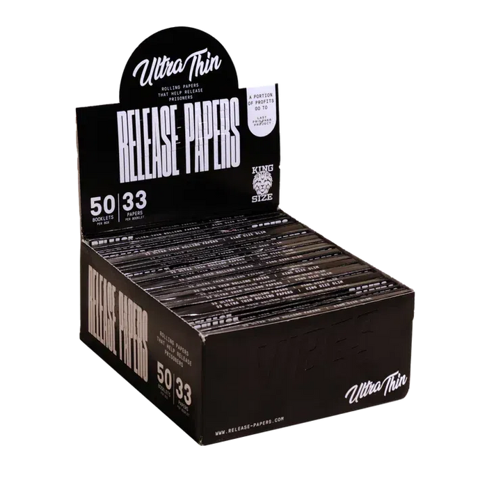 Vibes King Size Ultra Thin Release Papers - 33 Sheets Per Pack - (50 Count Display)-Papers and Cones