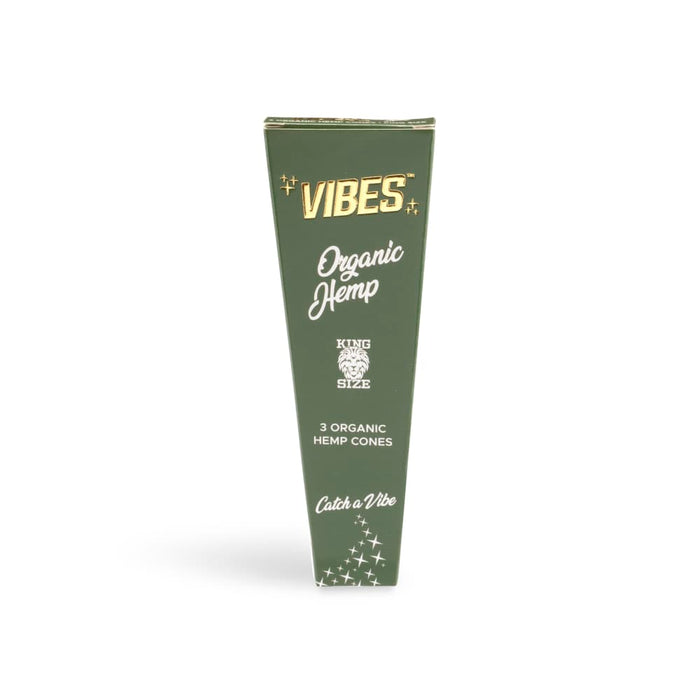 Vibes Organic Hemp Cones King Size - (30 Packs Per Box - 3 Cones Per Pack)-Papers and Cones