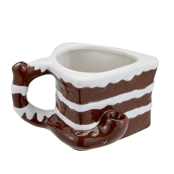Wake & Bake Ceramic Coffee Mug Pipe - Cake Design - (1 Count)-Hand Pipes, Rigs, & Bubblers