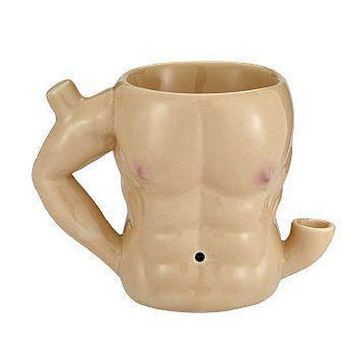 Wake & Bake Ceramic Coffee Mug Pipe - Six Pack Bod - (1 Count)-Hand Pipes, Rigs, & Bubblers