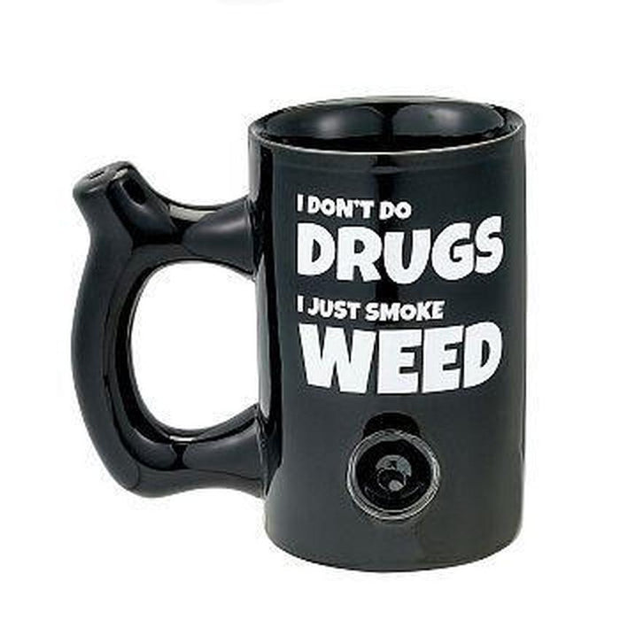 Wake & Bake Ceramic Mug Pipe - I Don't Do Drugs I Smoke Weed - (1 Count)-Hand Pipes, Rigs, & Bubblers