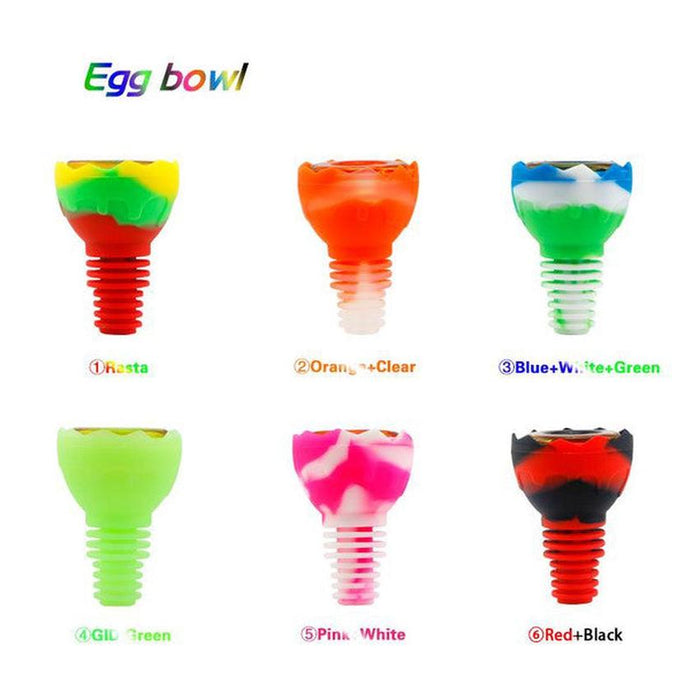 Waxmaid 14mm-18mm Egg Silicone And Glass Bowl Display - (12 Count Display)-Hand Pipes, Rigs, & Bubblers