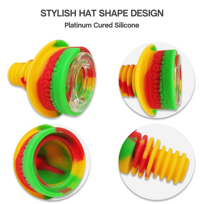 Waxmaid 14mm-18mm Hat Silicone And Glass Bowl Display - (12 Count Display)-Hand Pipes, Rigs, & Bubblers