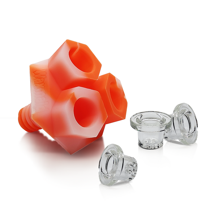 Waxmaid 14mm-18mm Triplets Bowl Silicone And Glass Bowl Display - (12 Count Display)-Hand Pipes, Rigs, & Bubblers