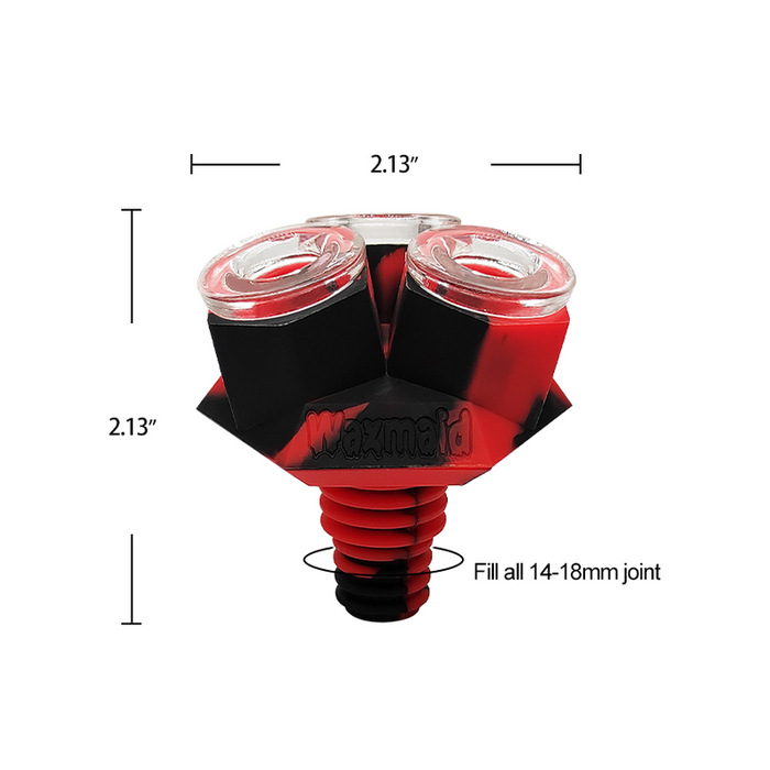 Waxmaid 14mm-18mm Triplets Bowl Silicone And Glass Bowl Display - (12 Count Display)-Hand Pipes, Rigs, & Bubblers