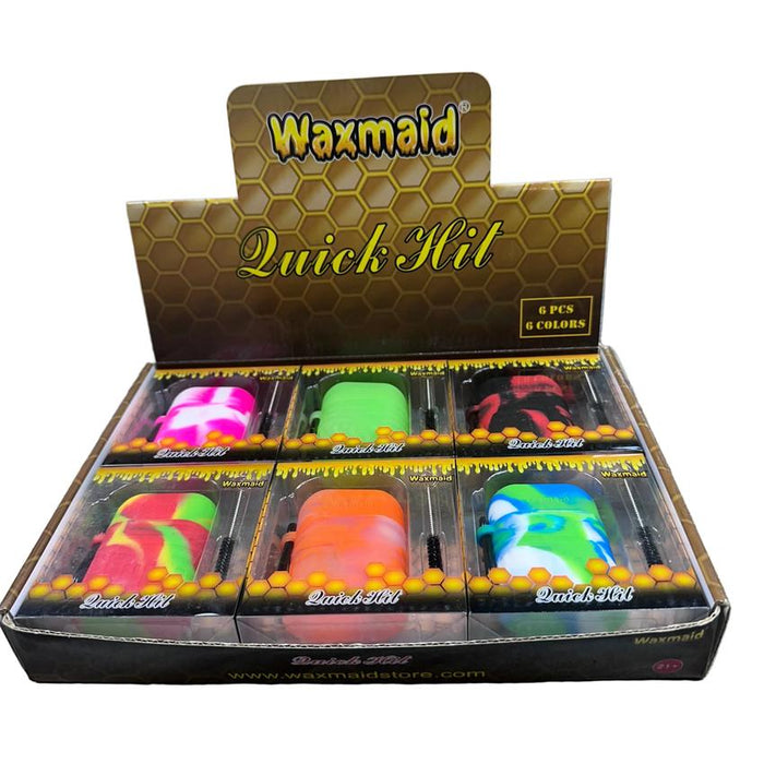 Waxmaid 2.3” Quick Hit Silicone Dugout - Various Colors - (Display of 6)-Hand Pipes, Rigs, & Bubblers